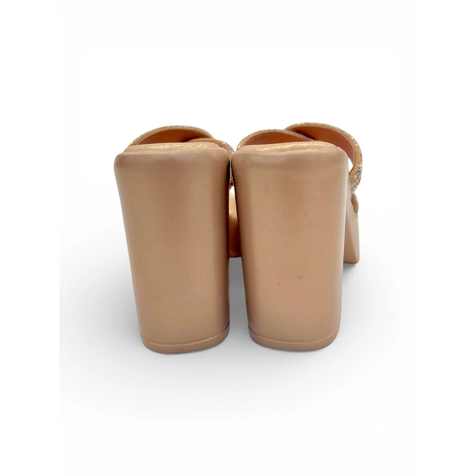 Rose Gold Platform Block Heels for Women – Multicolor Stone Party Wear Sandals