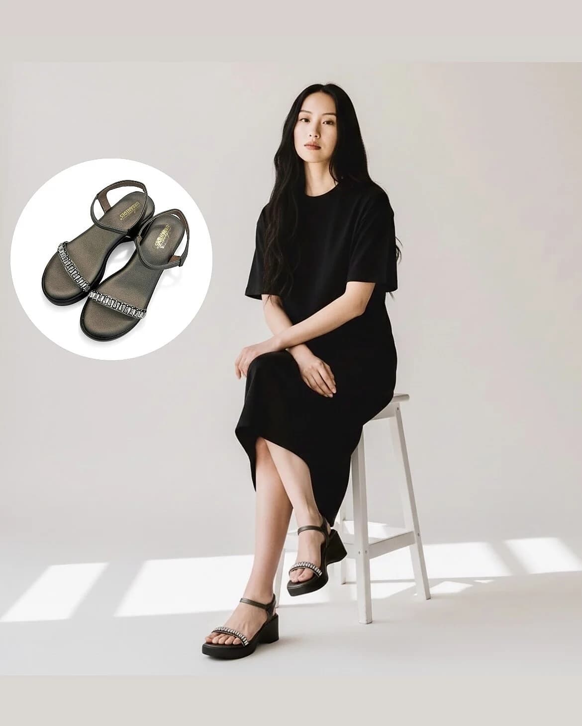 Grey Embellished Wedge Sandals for Women – Festive Platform Heels