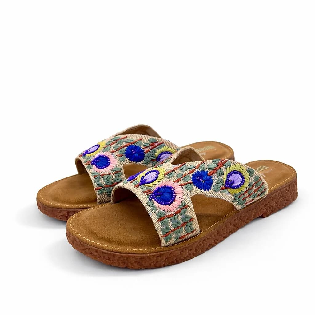 Multicolor Embroidered Ethnic Flat Sandals for Women