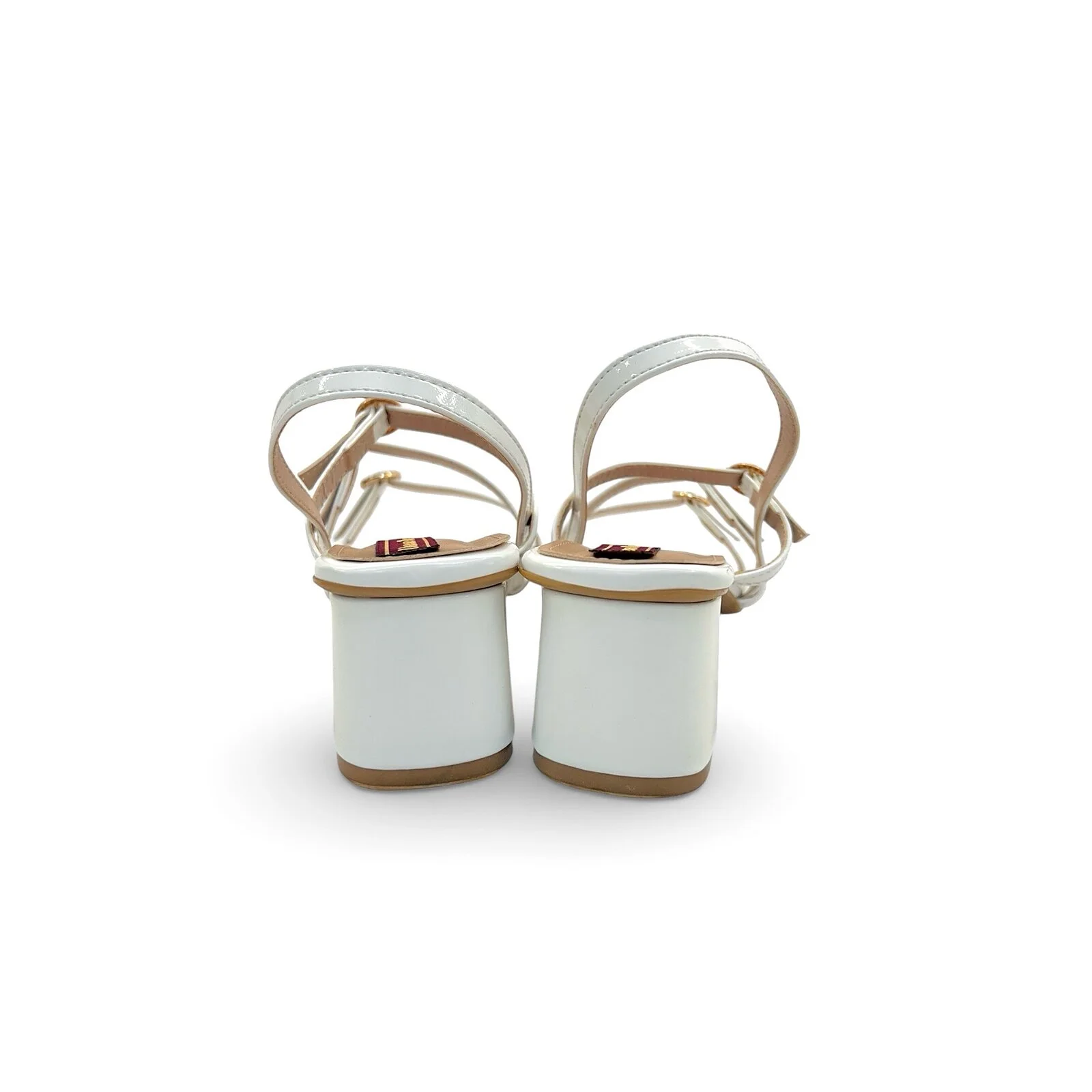White Block Heel Sandals for Women – Elegant Strappy Mid Heel