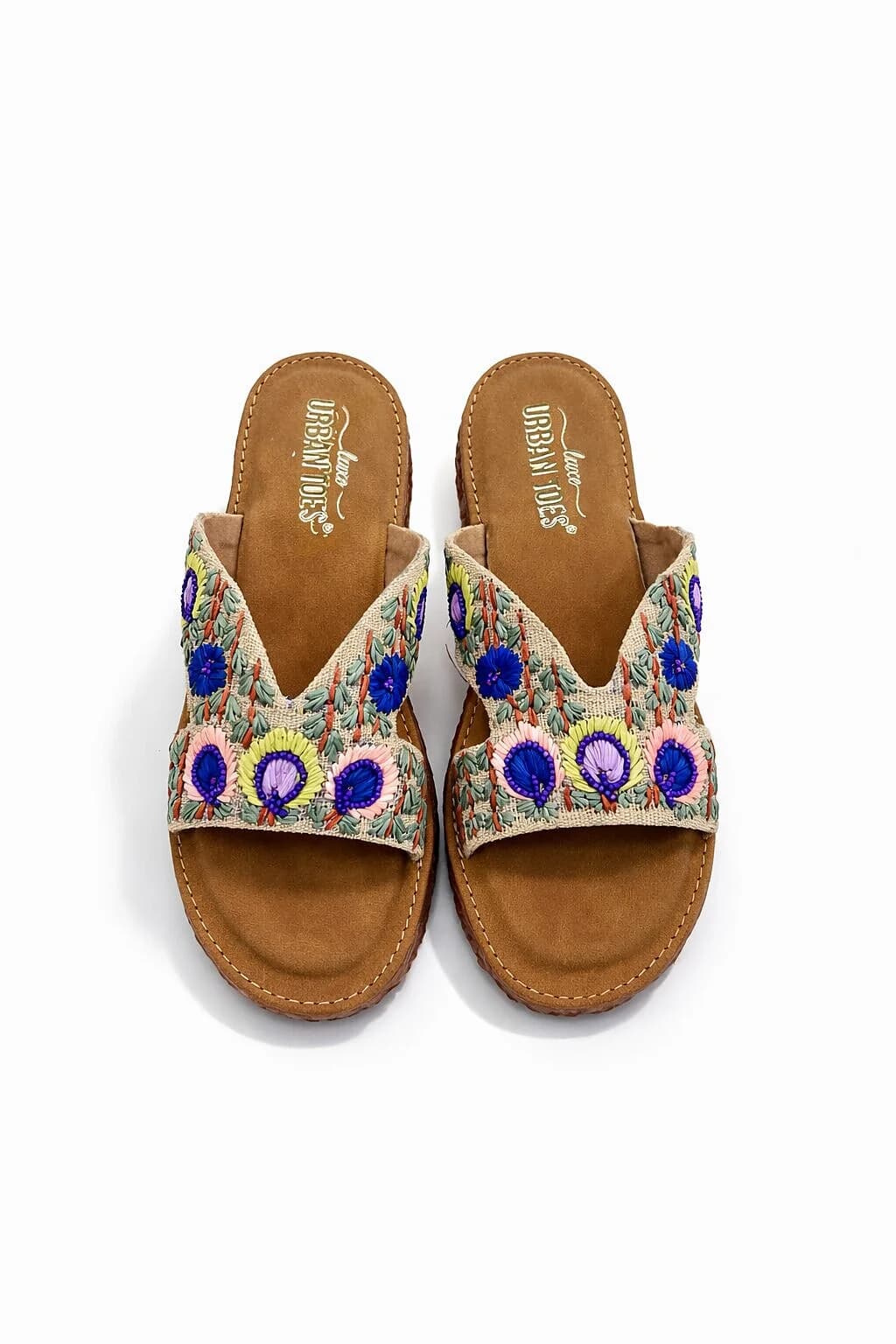 Multicolor Embroidered Ethnic Flat Sandals for Women