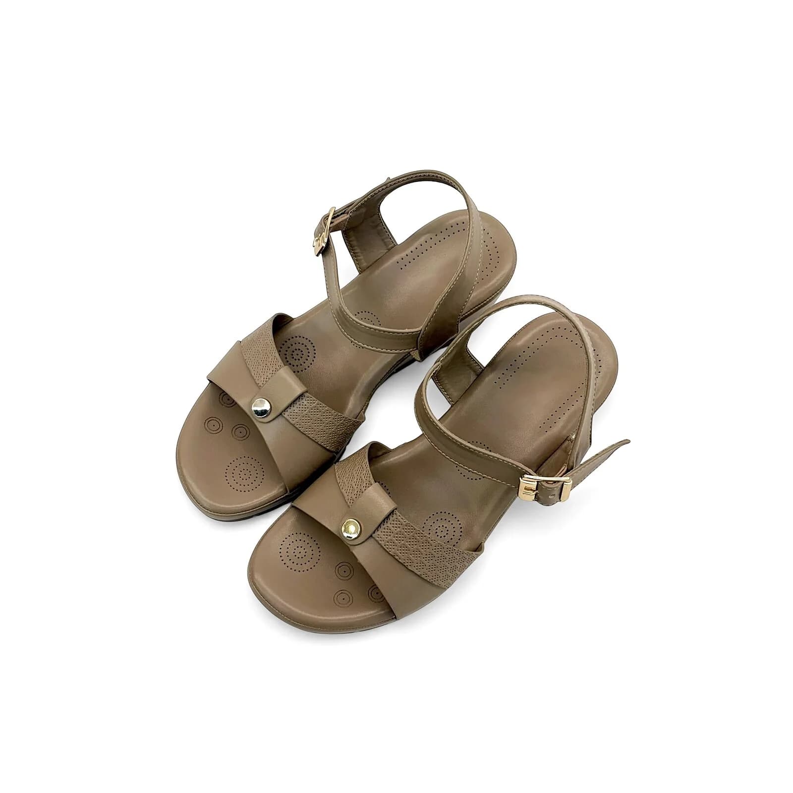 Tan Comfort Wedge Sandals for Women – Ankle Strap Everyday Wear
