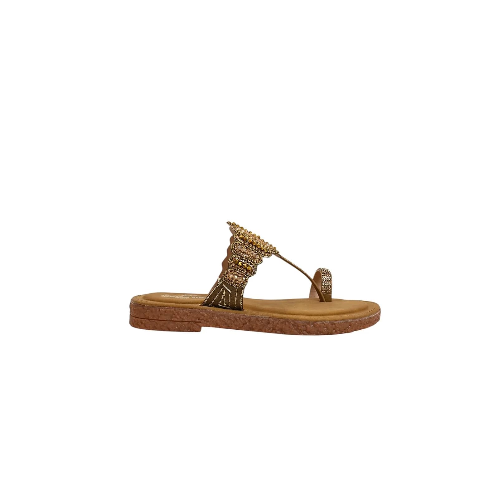 Copper Beaded Toe Ring Flat Sandals Women – Vegan Leather Ethnic Wear