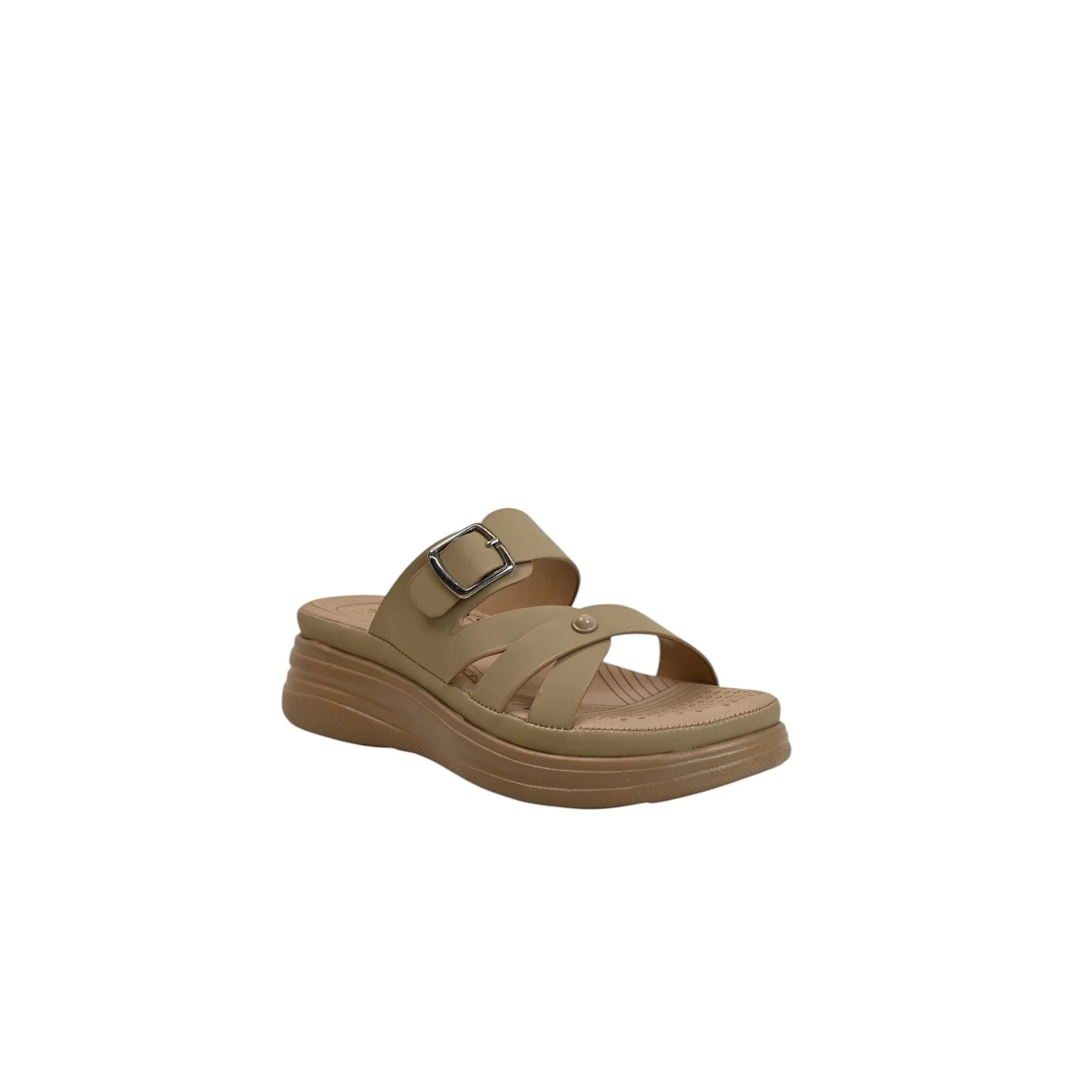 Khakhi Multi Strap Platform Sandals for Women – Vegan Leather Comfort Wear