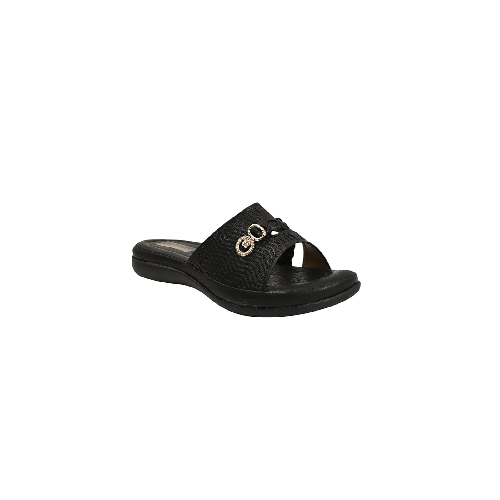 Black Comfort Flat Slide for Women – Cushioned Daily Wear Flats