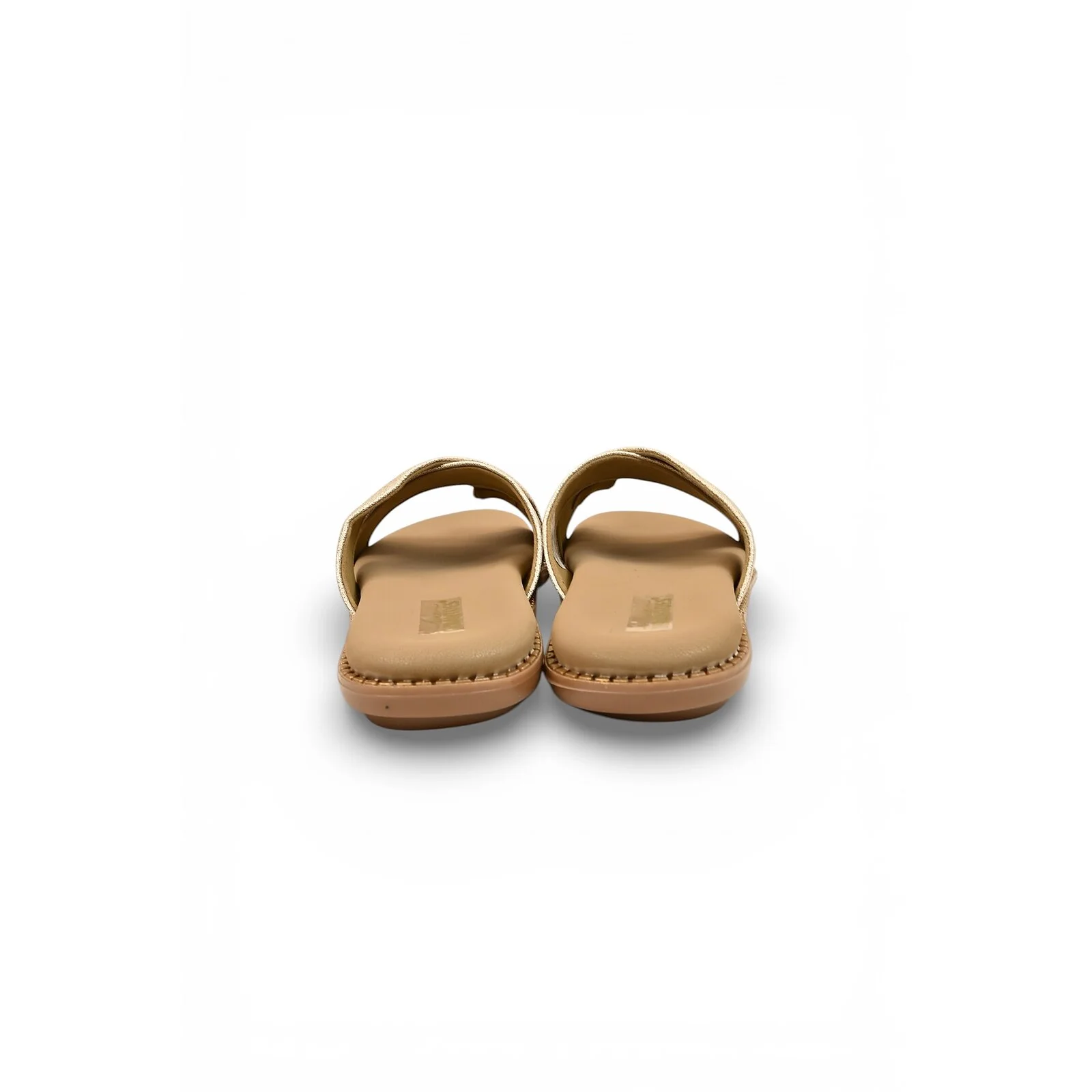 Light Gold Cross Strap Flat Slide for Women – Vegan Leather Daily Wear