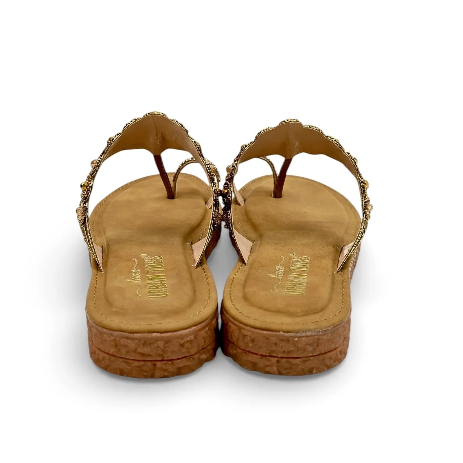 Copper Beaded Toe Ring Flat Sandals Women – Vegan Leather Ethnic Wear