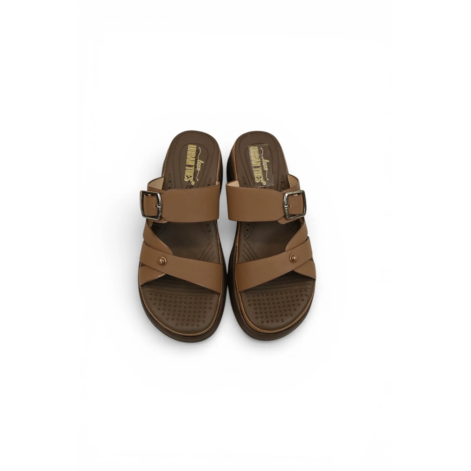 Brown Multi Strap Platform Sandals for Women – Vegan Leather Comfort Wear
