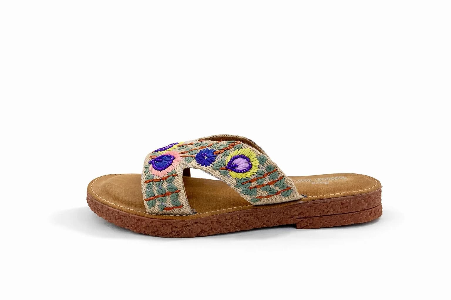 Multicolor Embroidered Ethnic Flat Sandals for Women