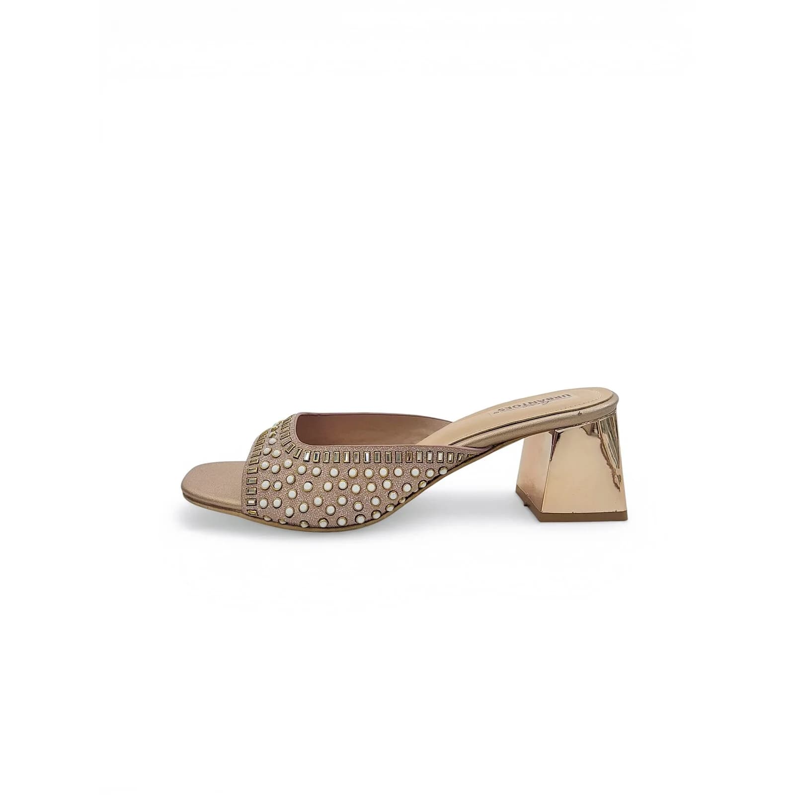 Rosegold Embellished Block Heel Sandals for Women – Urbantoes