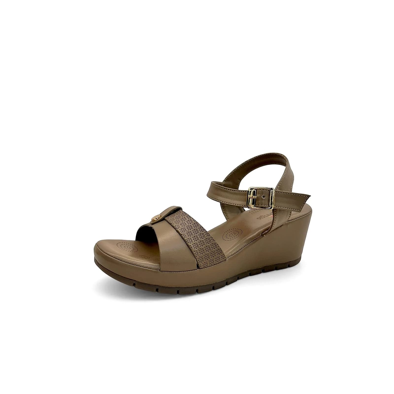 Tan Comfort Wedge Sandals for Women – Ankle Strap Everyday Wear