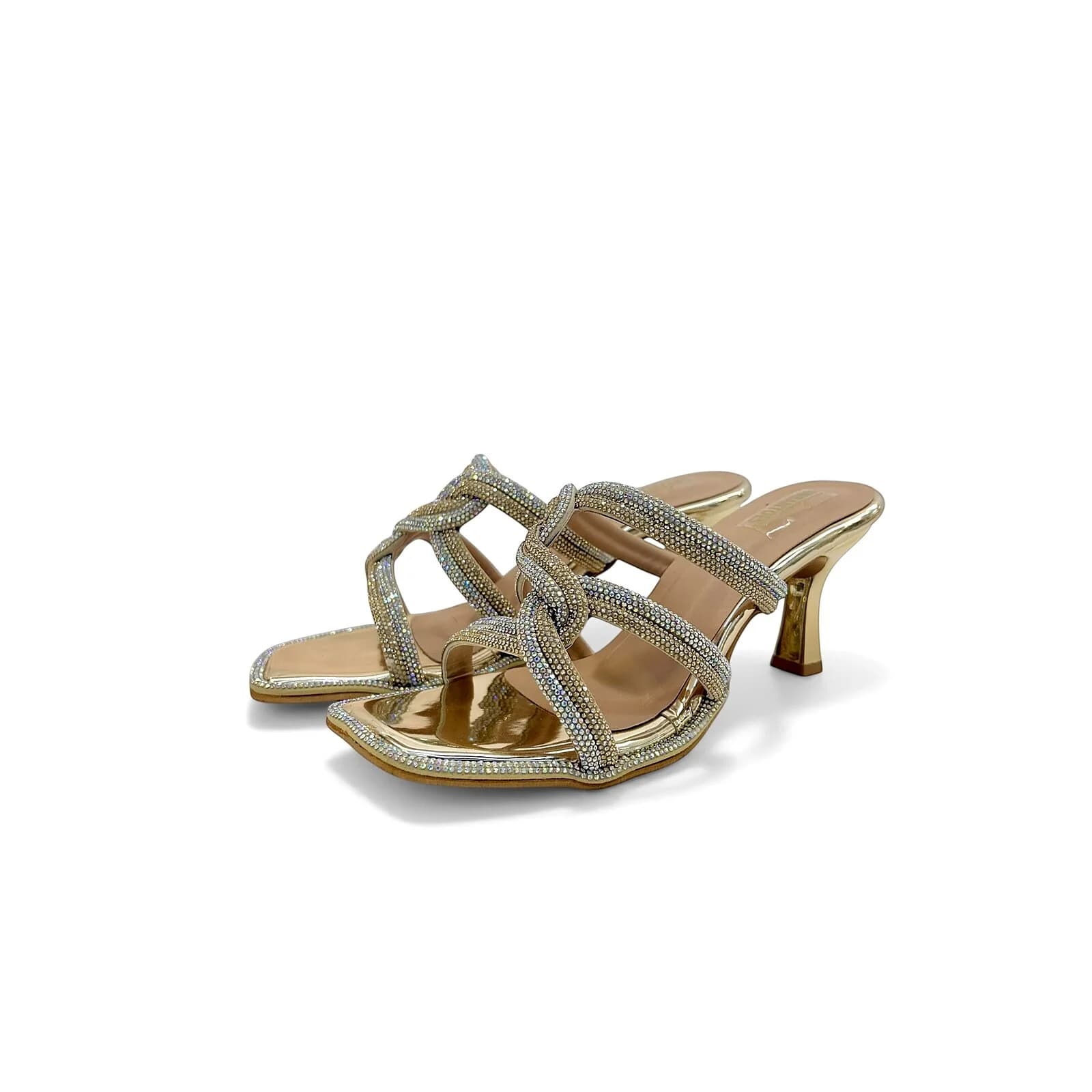 Gold Embellished Strappy Heels for Women – Crystal Knot Party Sandals