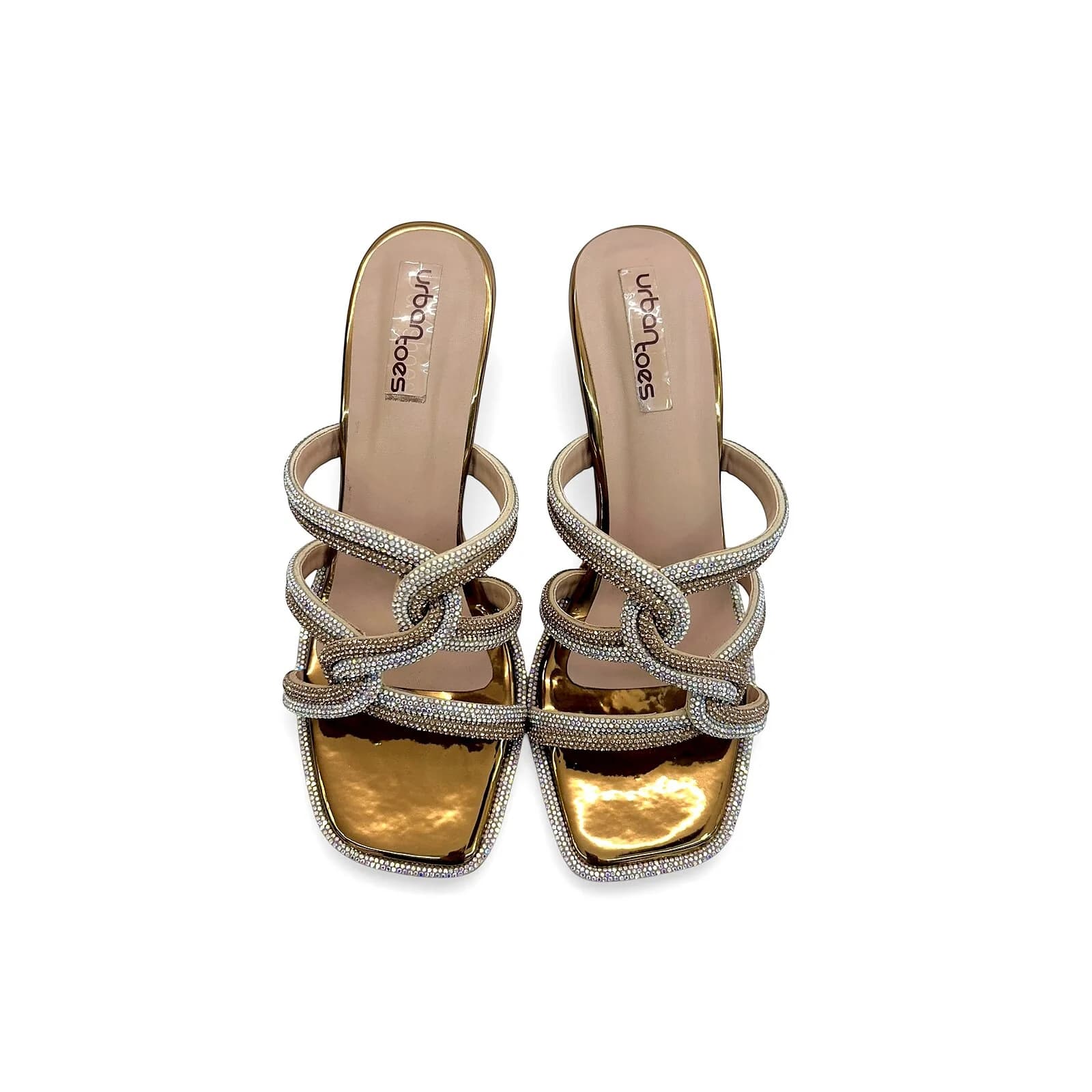 Copper Embellished Strappy Heels for Women – Crystal Knot Party Sandals