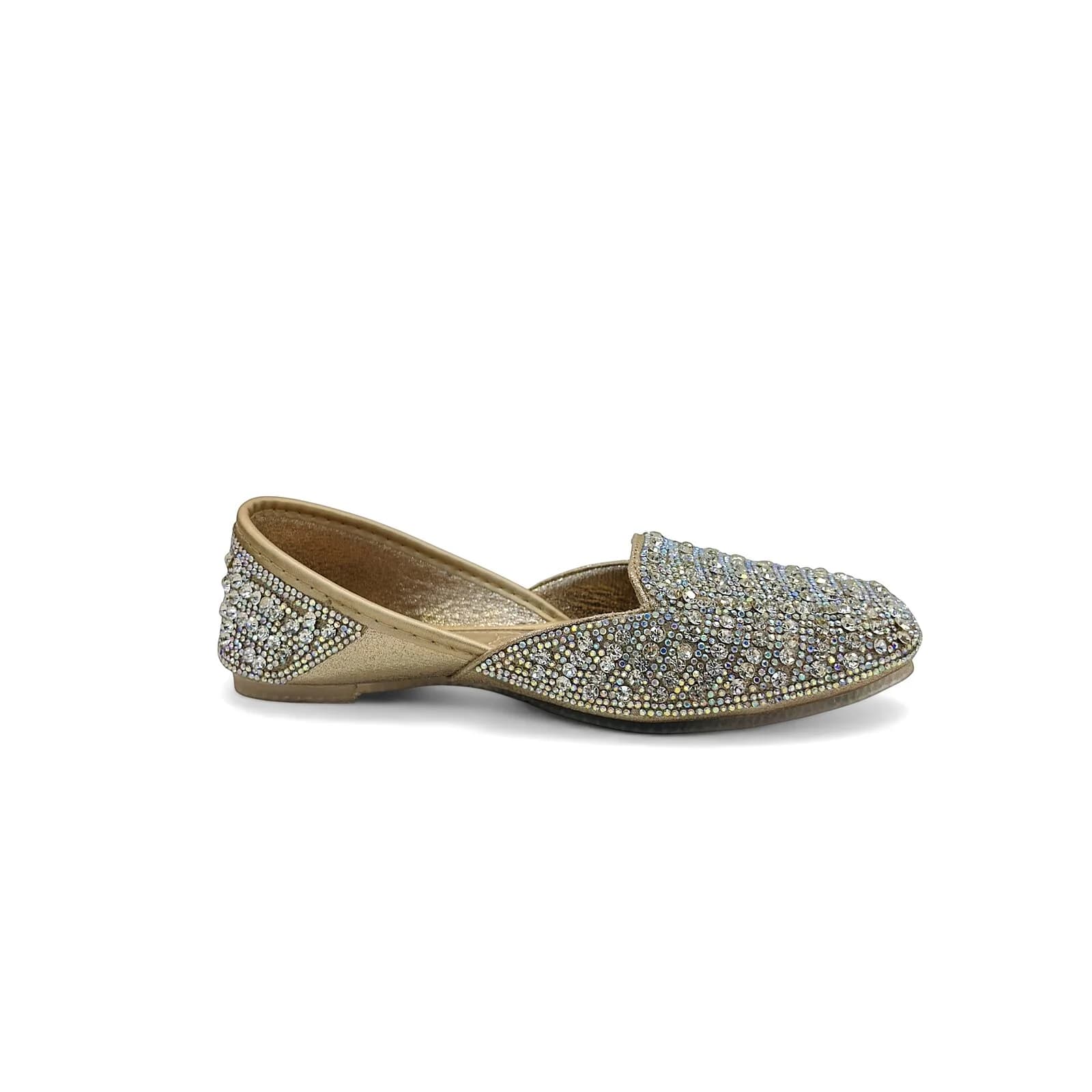 Gold Crystal Embellished Jutti Flats for Women – Wedding & Festive Wear
