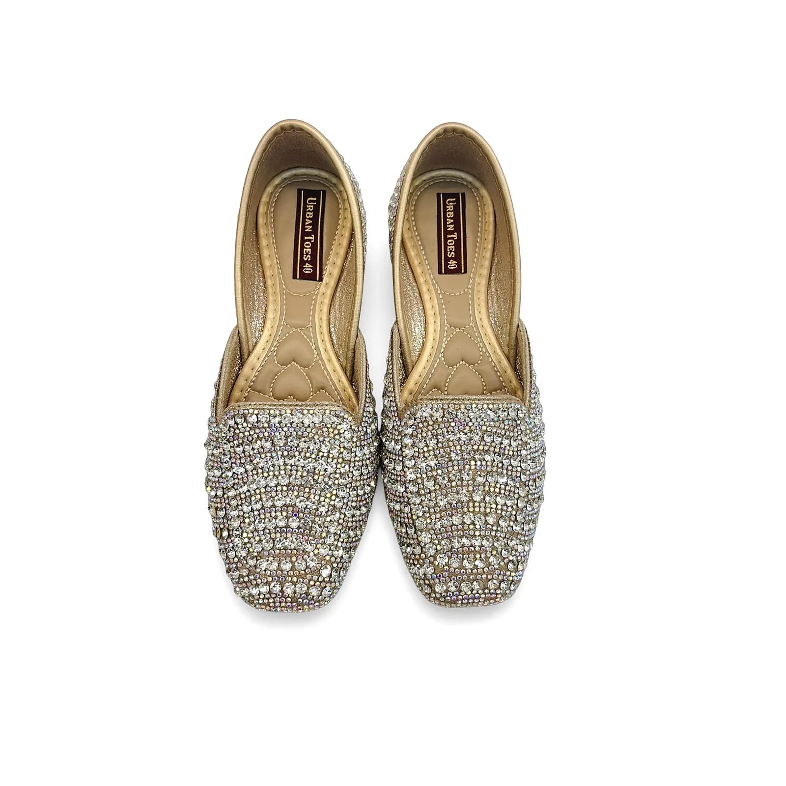 Gold Crystal Embellished Jutti Flats for Women – Wedding & Festive Wear