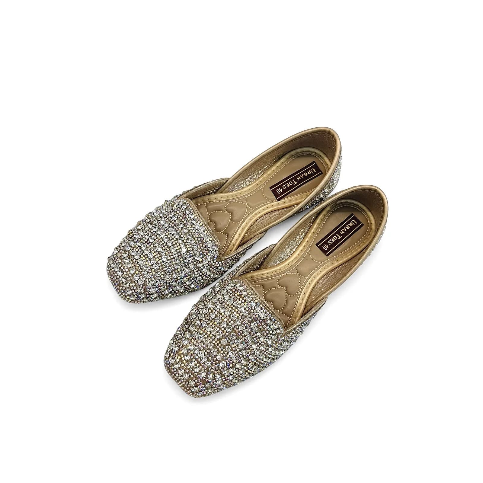 Gold Crystal Embellished Jutti Flats for Women – Wedding & Festive Wear