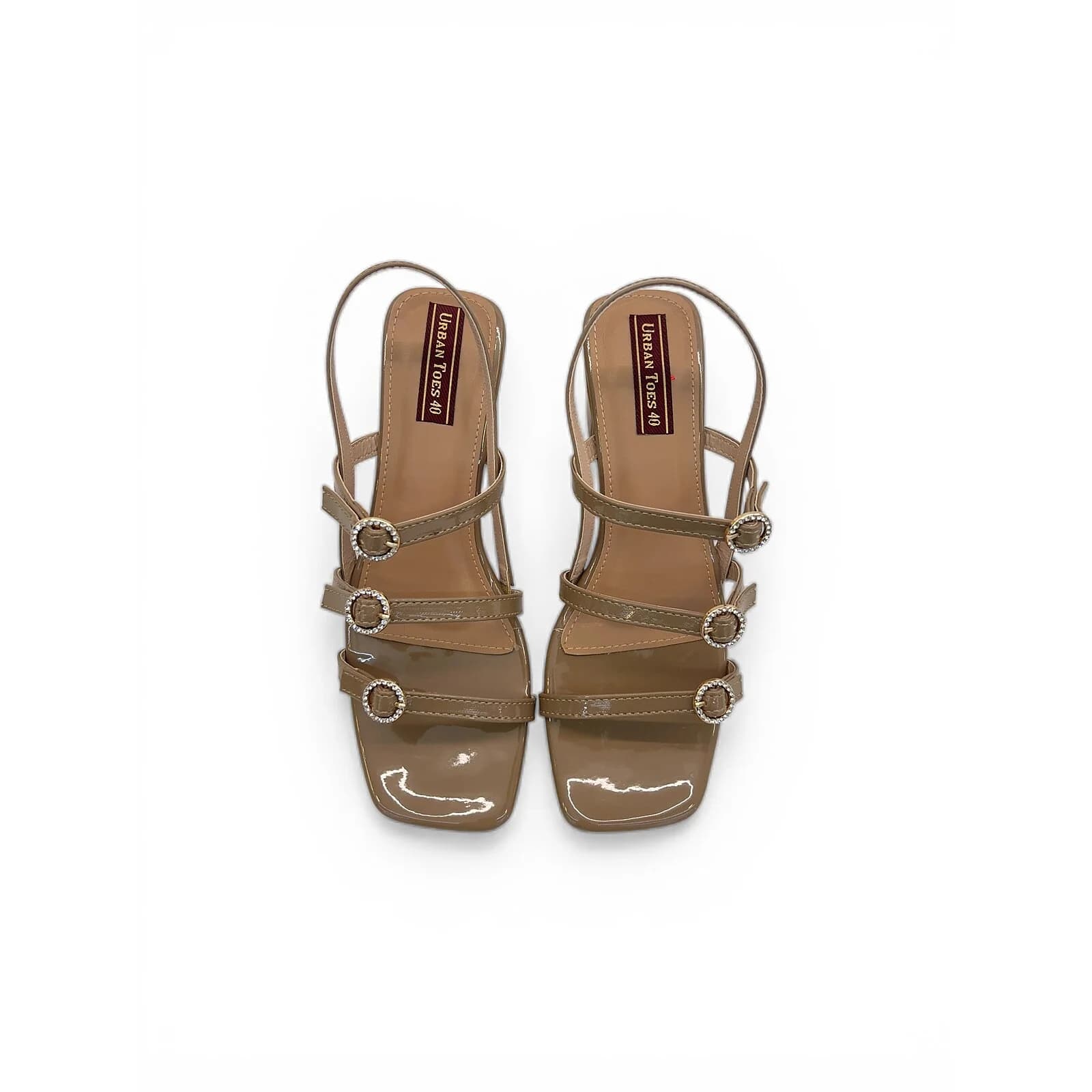 Tan Block Heel Sandals for Women – Elegant Strappy Mid Heel