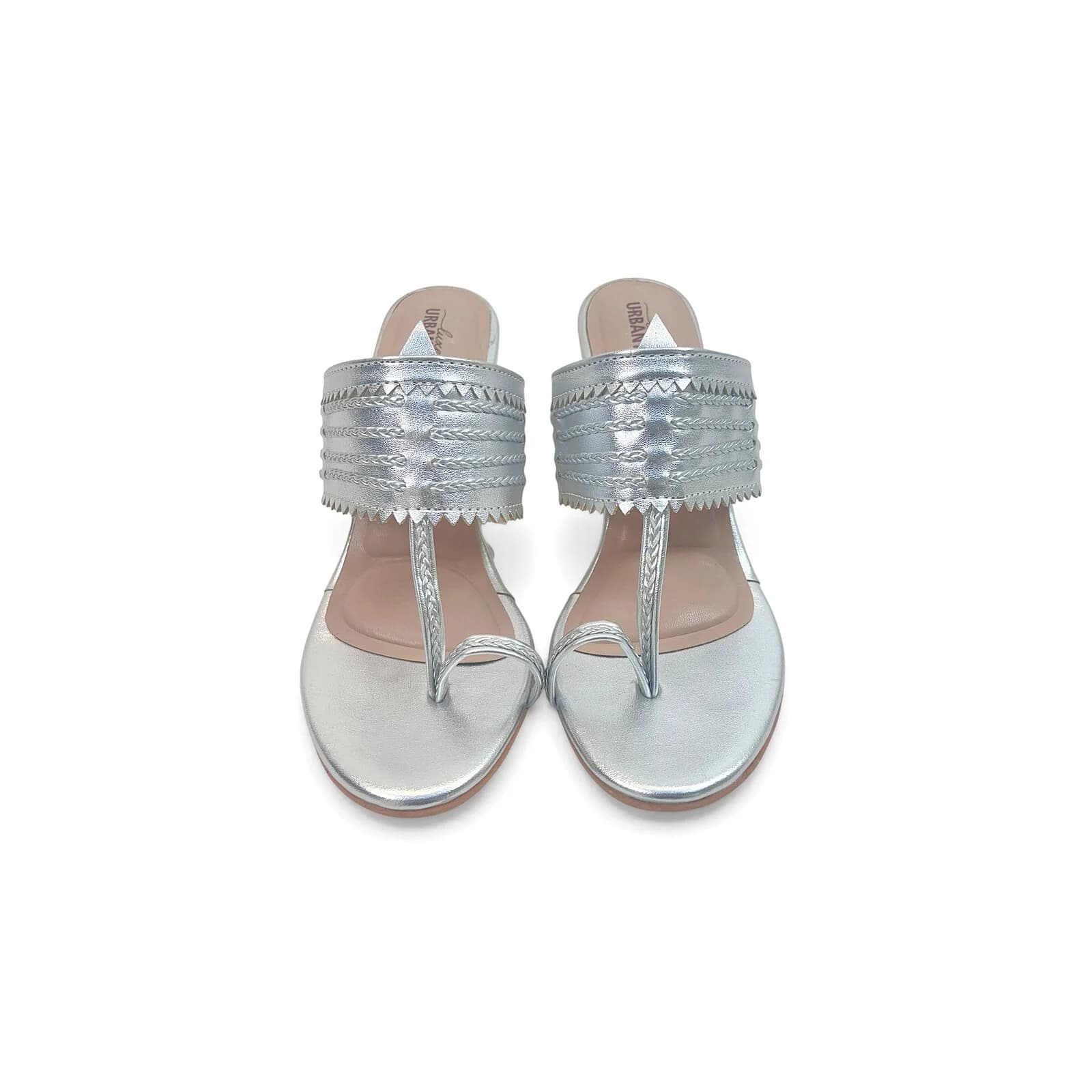 Silver Kolhapuri Block Heel Slipper for Women – Urbantoes
