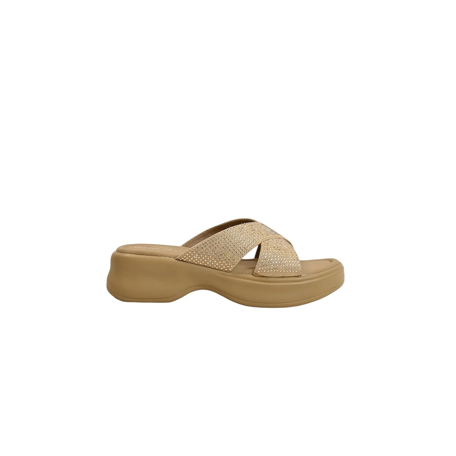 Beige Embellished Platform Slide for Women – Comfort Daily Wear