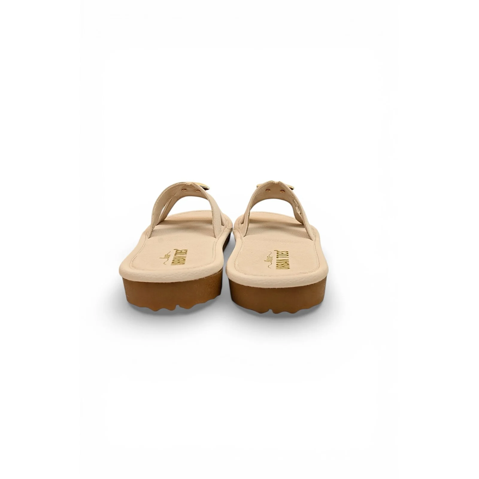 Brown Buckle Flat Slide Sandals Women – Vegan Leather Daily Wear