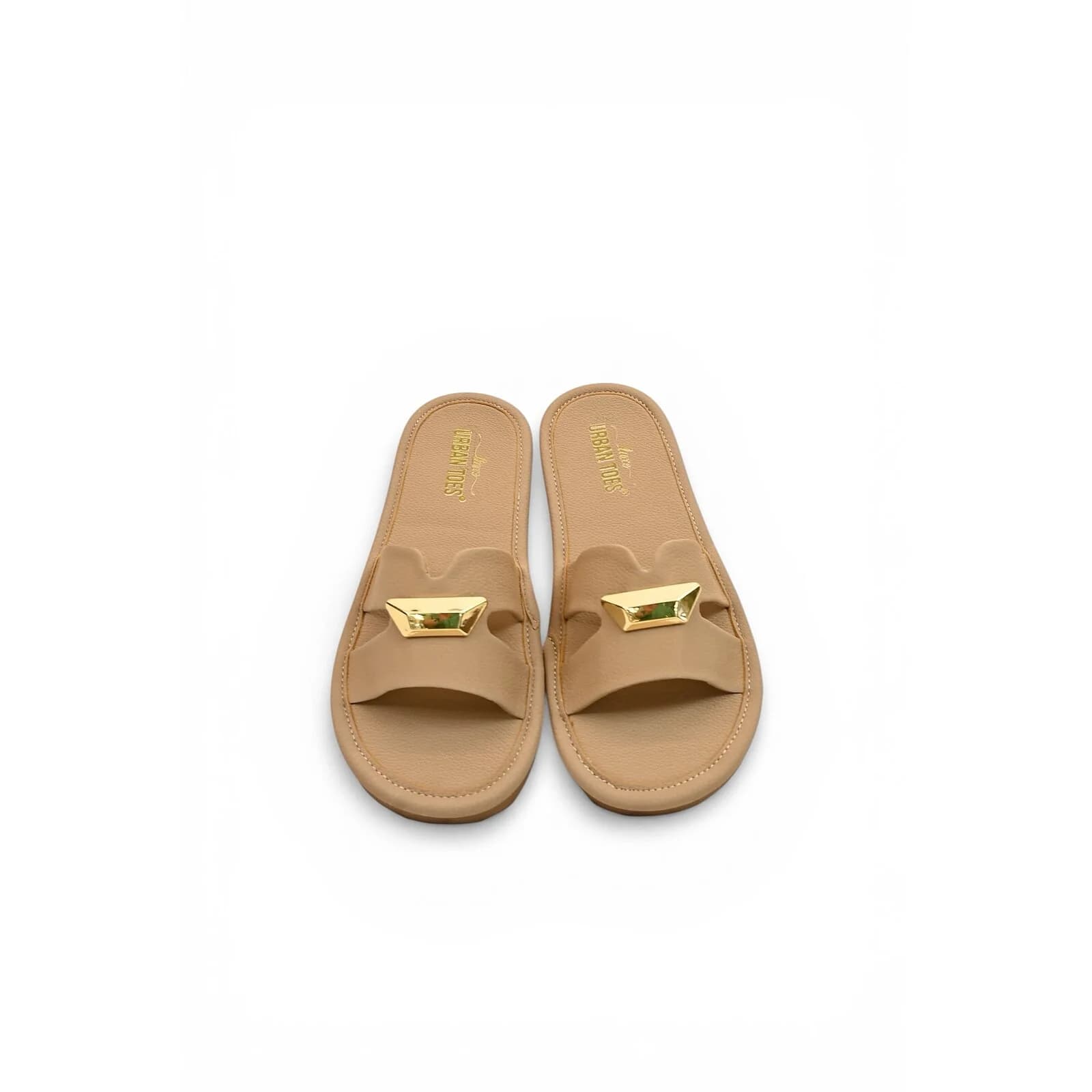 Brown Buckle Flat Slide Sandals Women – Vegan Leather Daily Wear