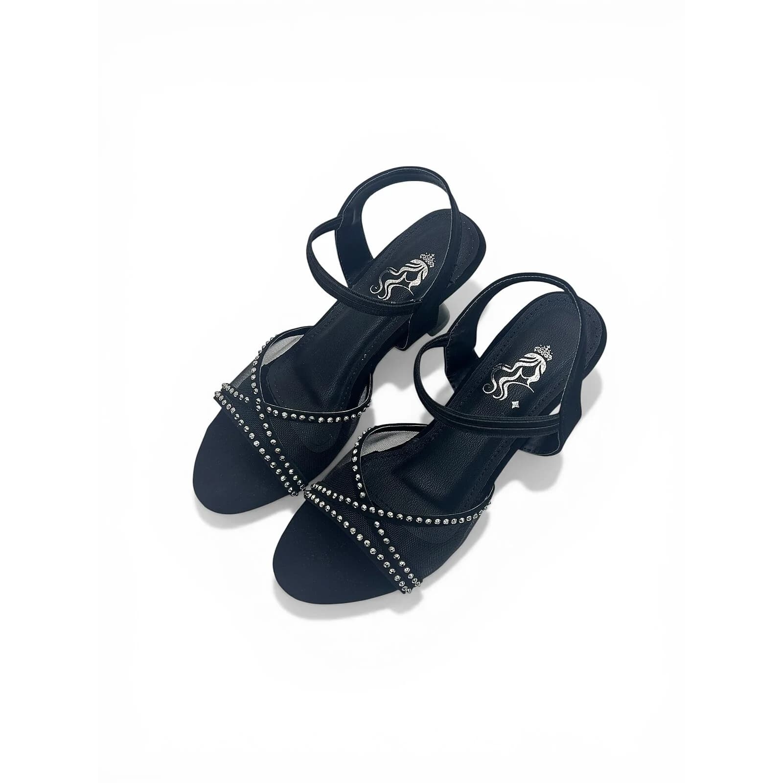 Black Studded Kitten Heel Sandals for Women – Urbantoes India