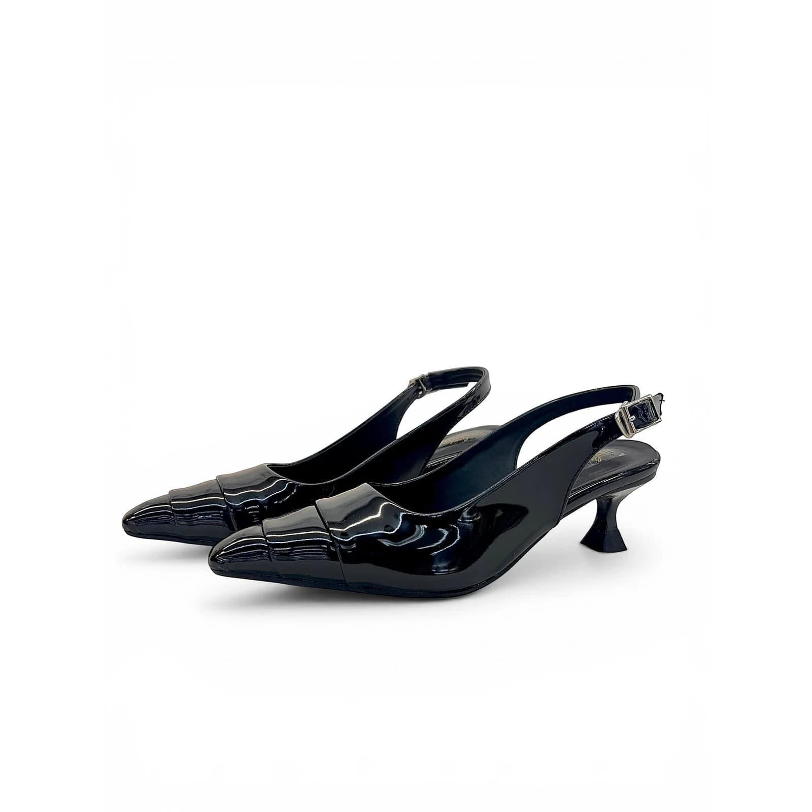 Black Patent Slingback Kitten Heels for Women – Urbantoes India