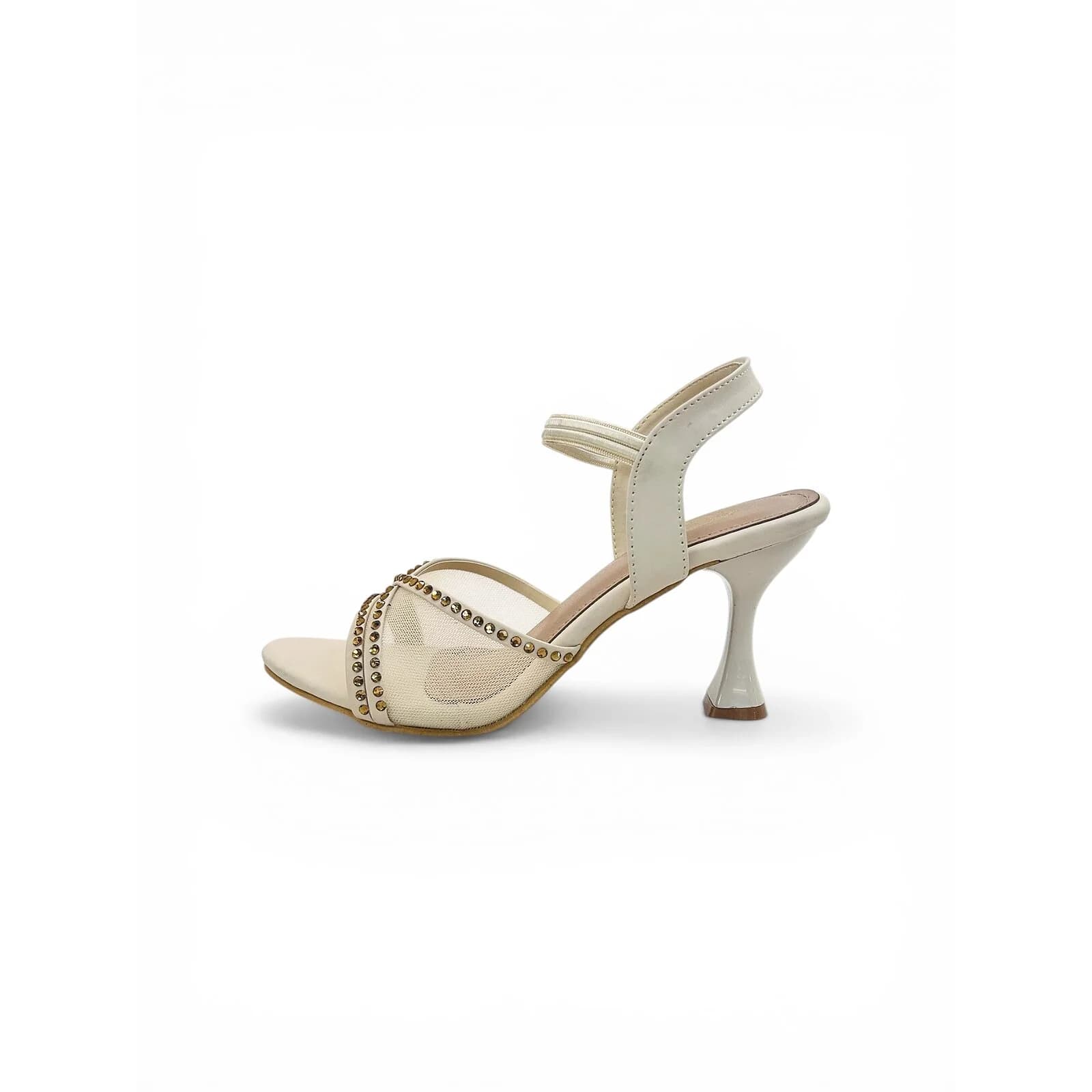 Cream Studded Kitten Heel Sandals for Women – Urbantoes India