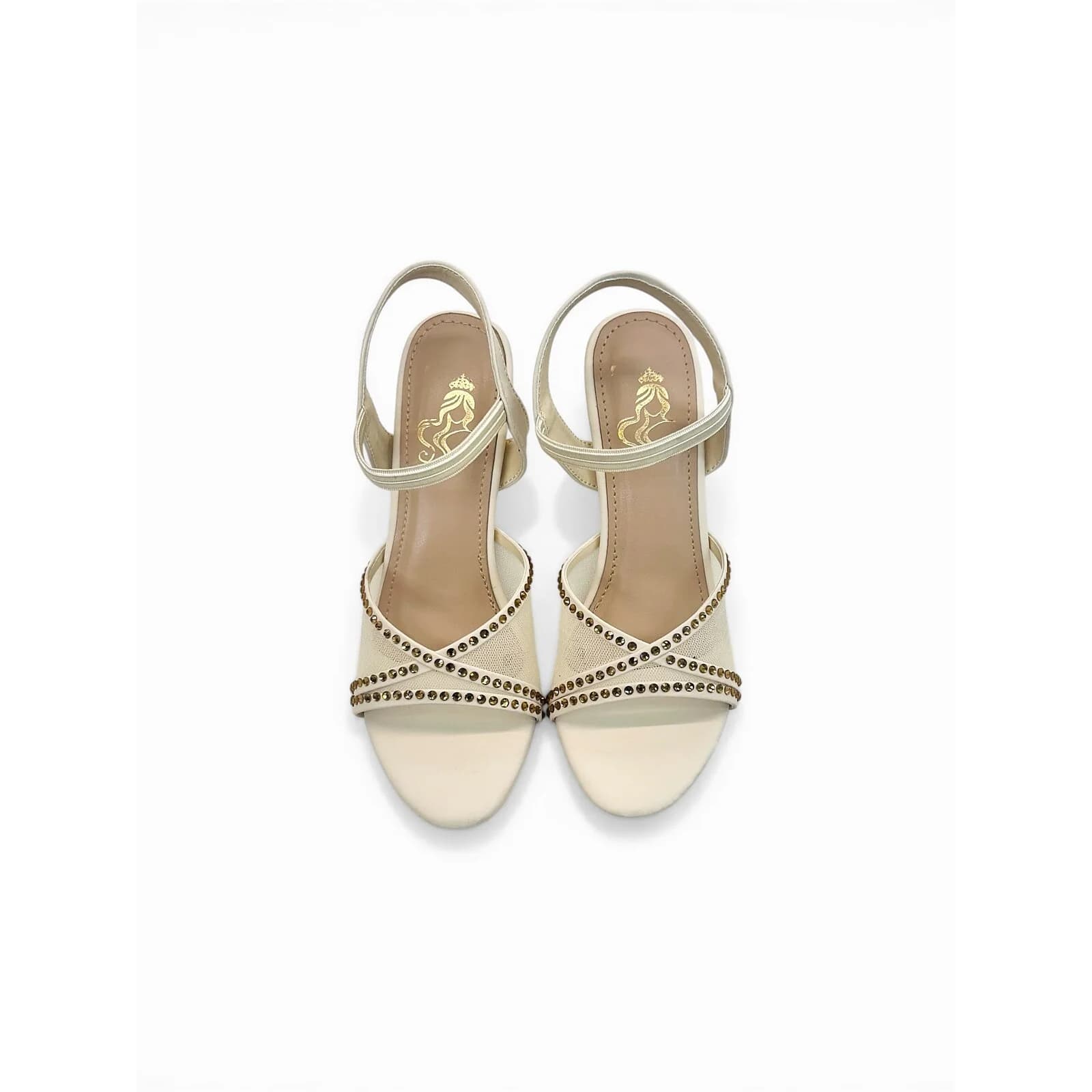 Cream Studded Kitten Heel Sandals for Women – Urbantoes India