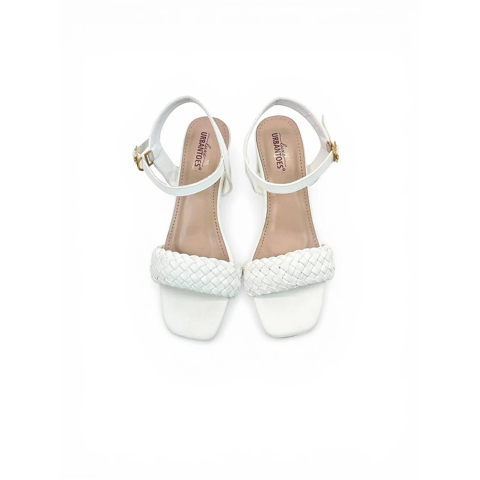 White Woven Block Heel Sandals for Women – Urbantoes India
