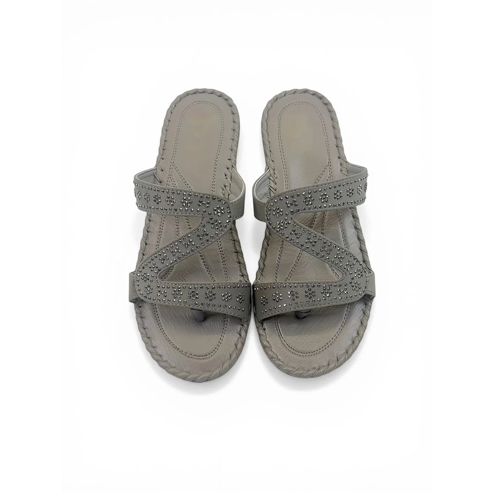 Grey Embellished Toe-Post Comfort Sandals for Women – Urbantoes