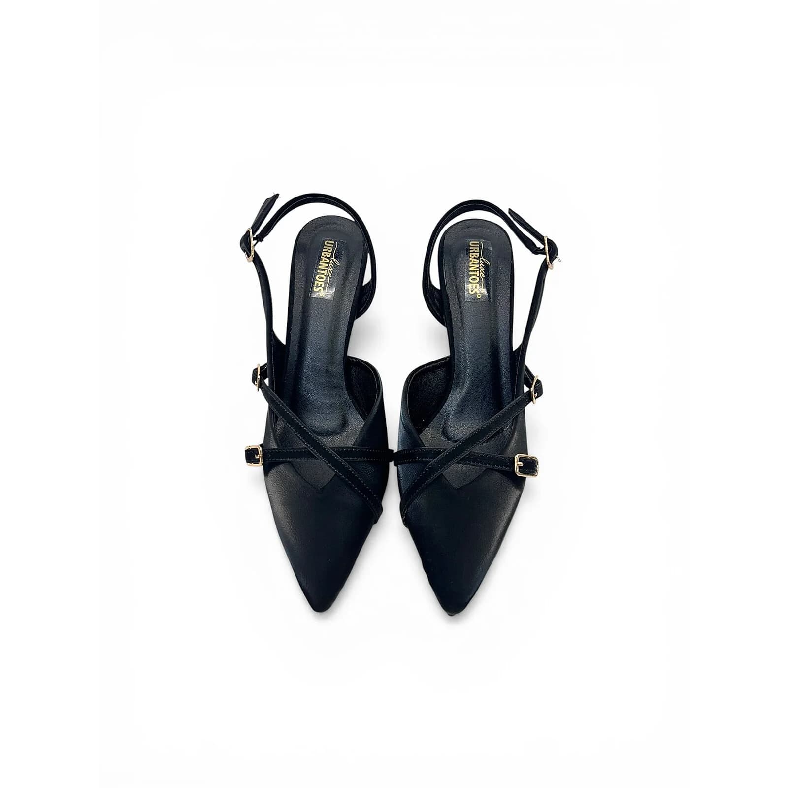 Black Pointed Toe Slingback Kitten Heels for Women – Urbantoes India