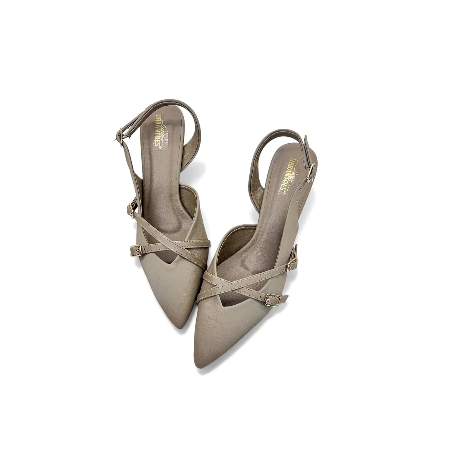 Beige Pointed Toe Slingback Kitten Heels for Women – Urbantoes India