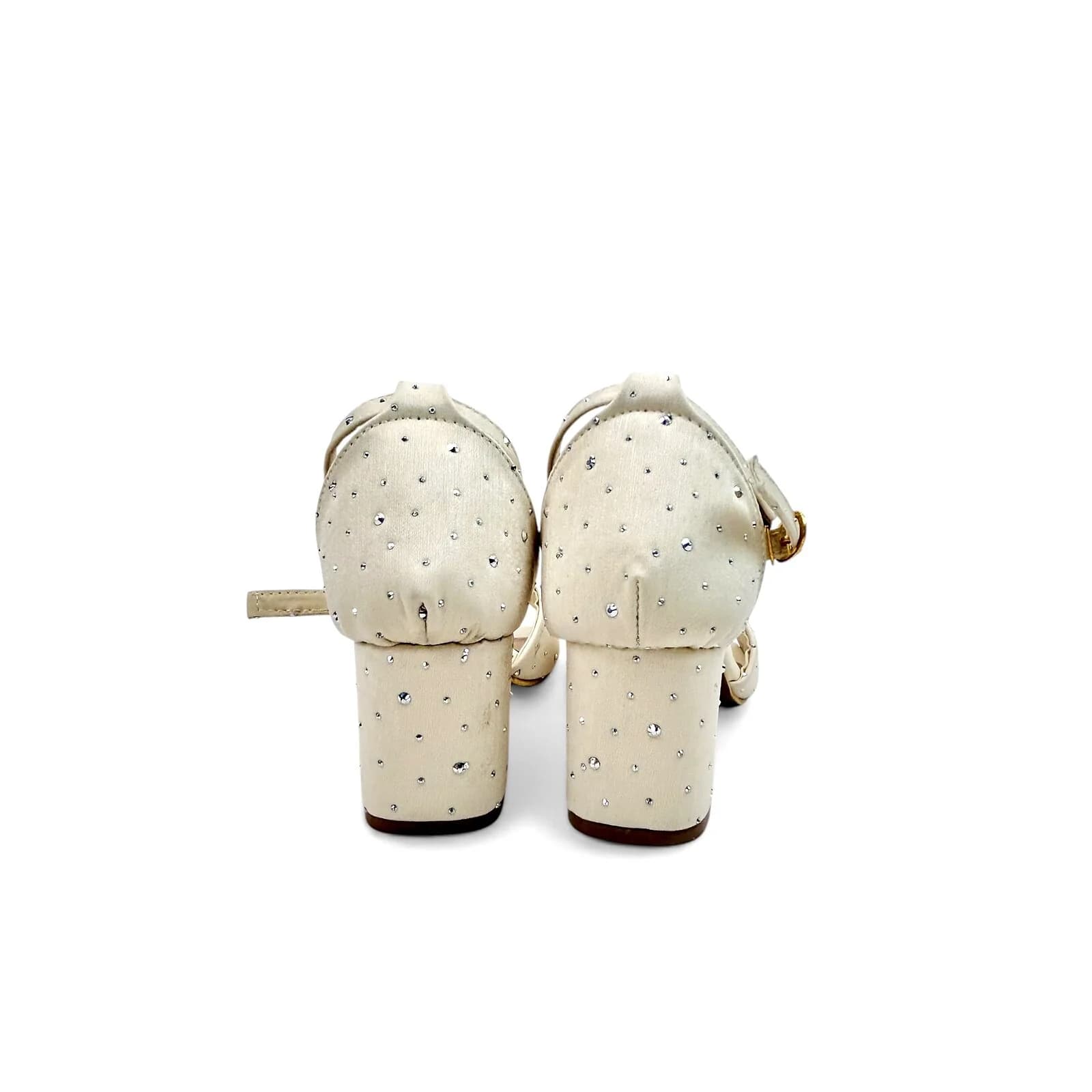 Cream Embellished Bridal Block Heel Sandals for Women – Urbantoes