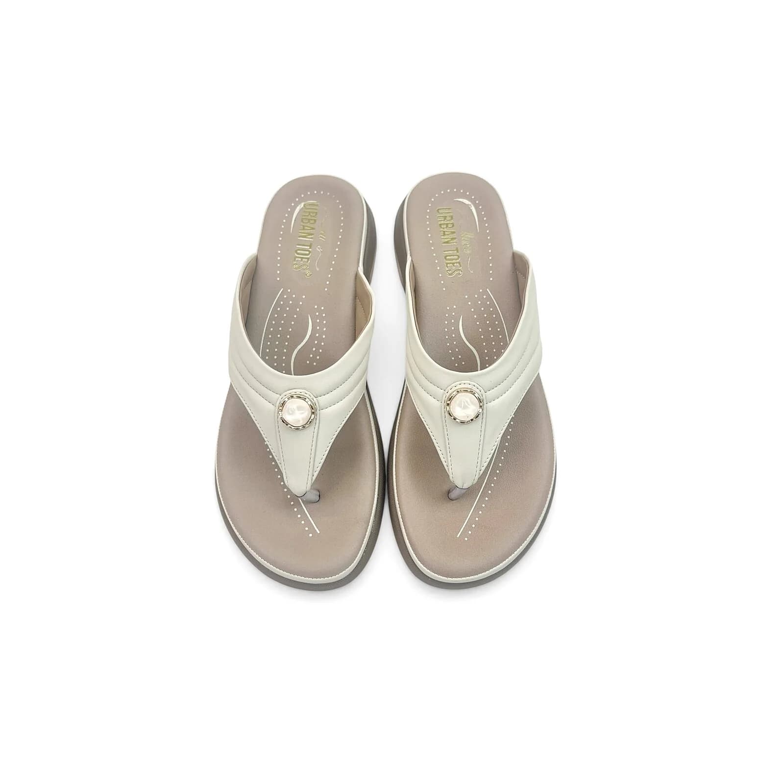 Cream Cushioned Toe-Post Comfort Sandals for Women – Urbantoes