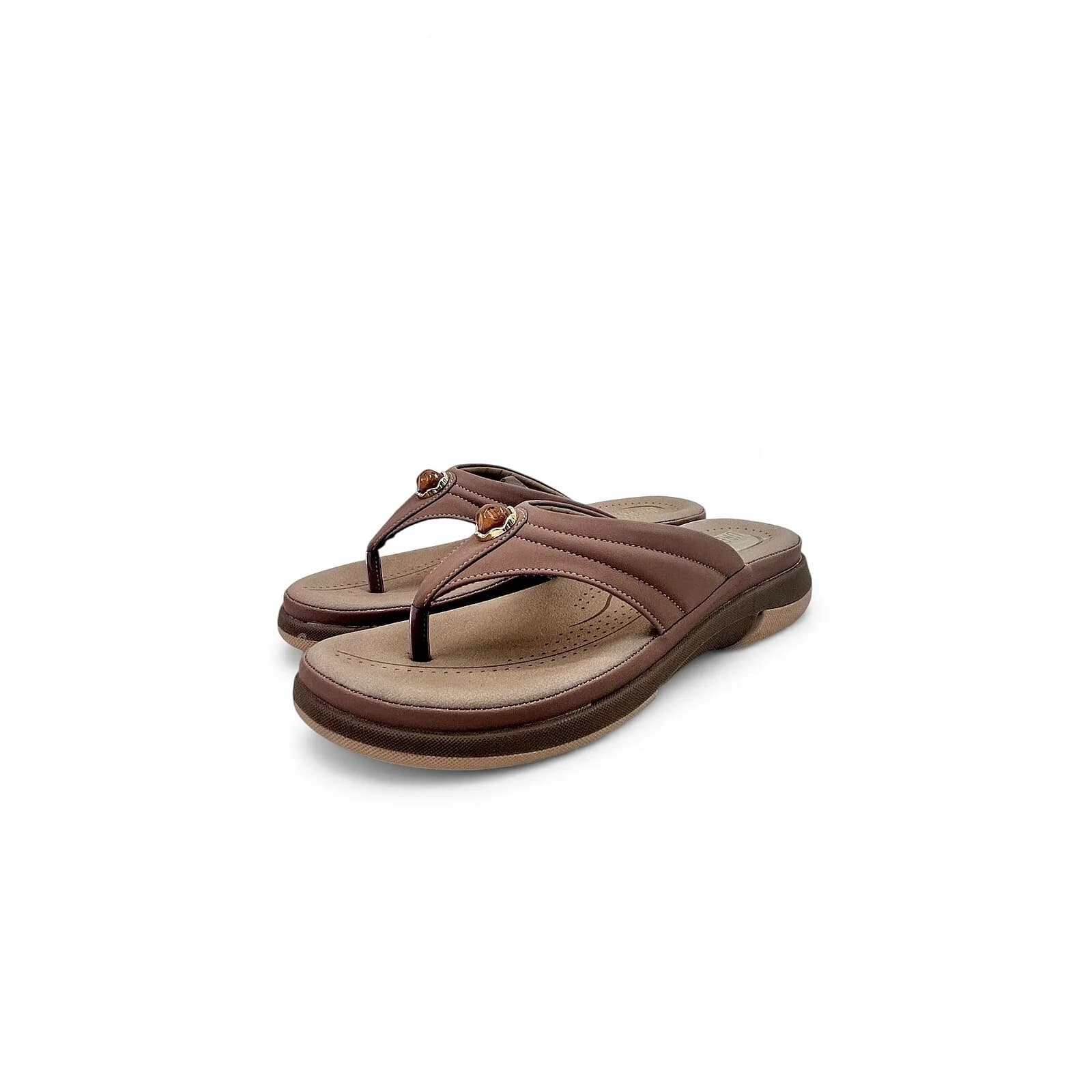 Brown Cushioned Toe-Post Comfort Sandals for Women – Urbantoes
