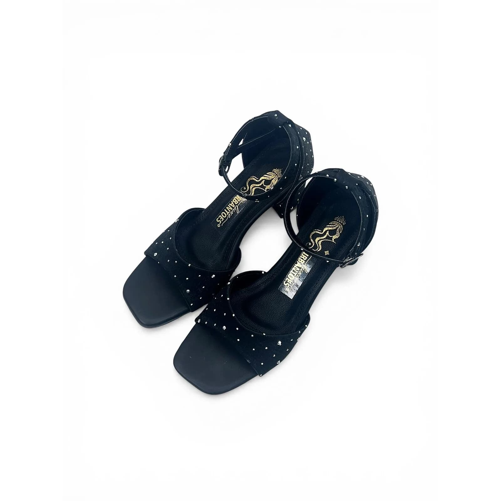 Black Studded Ankle Strap Block Heel Sandals for Women – Urbantoes