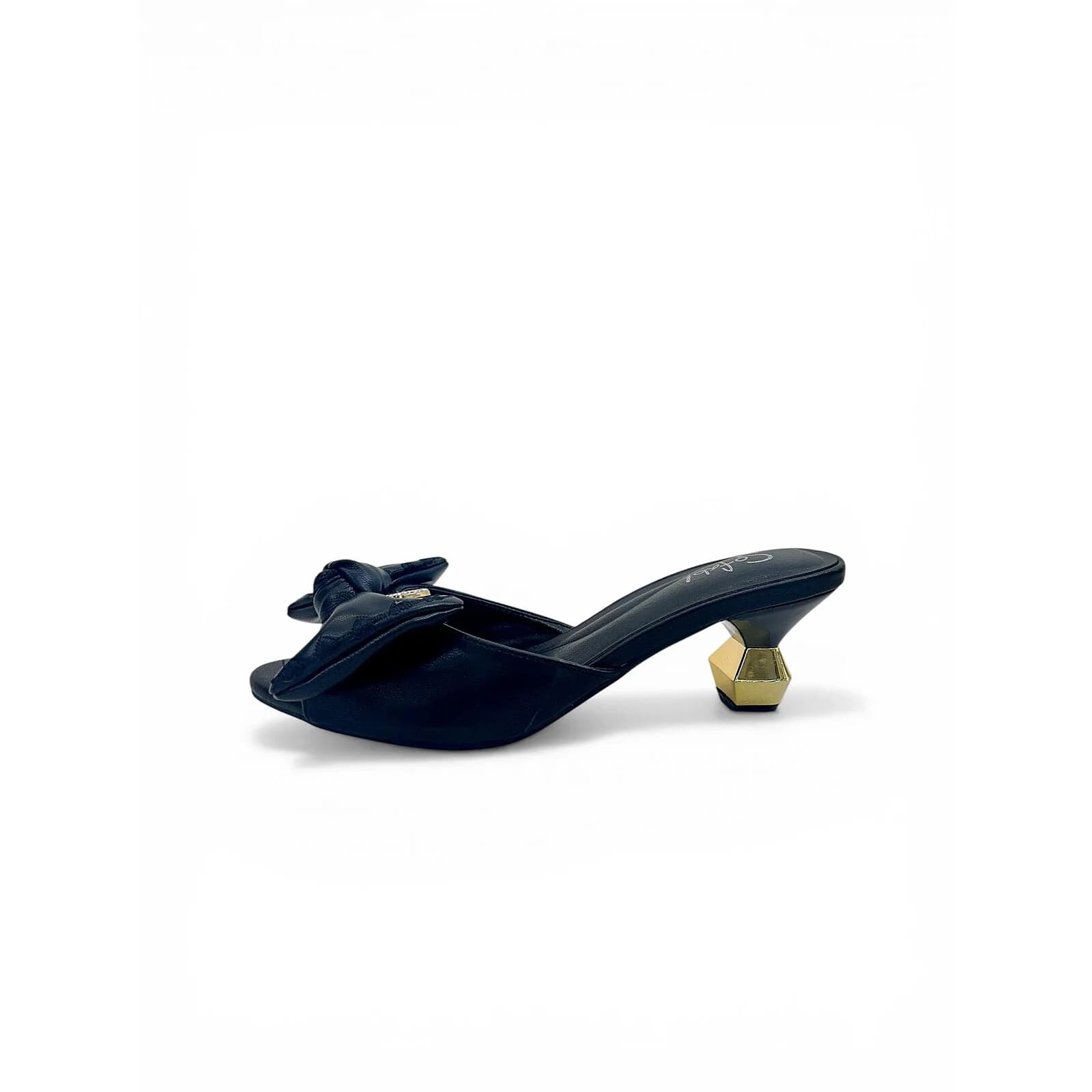 Black Bow Detail Slip-On Statement Heels for Women – Urbantoes India