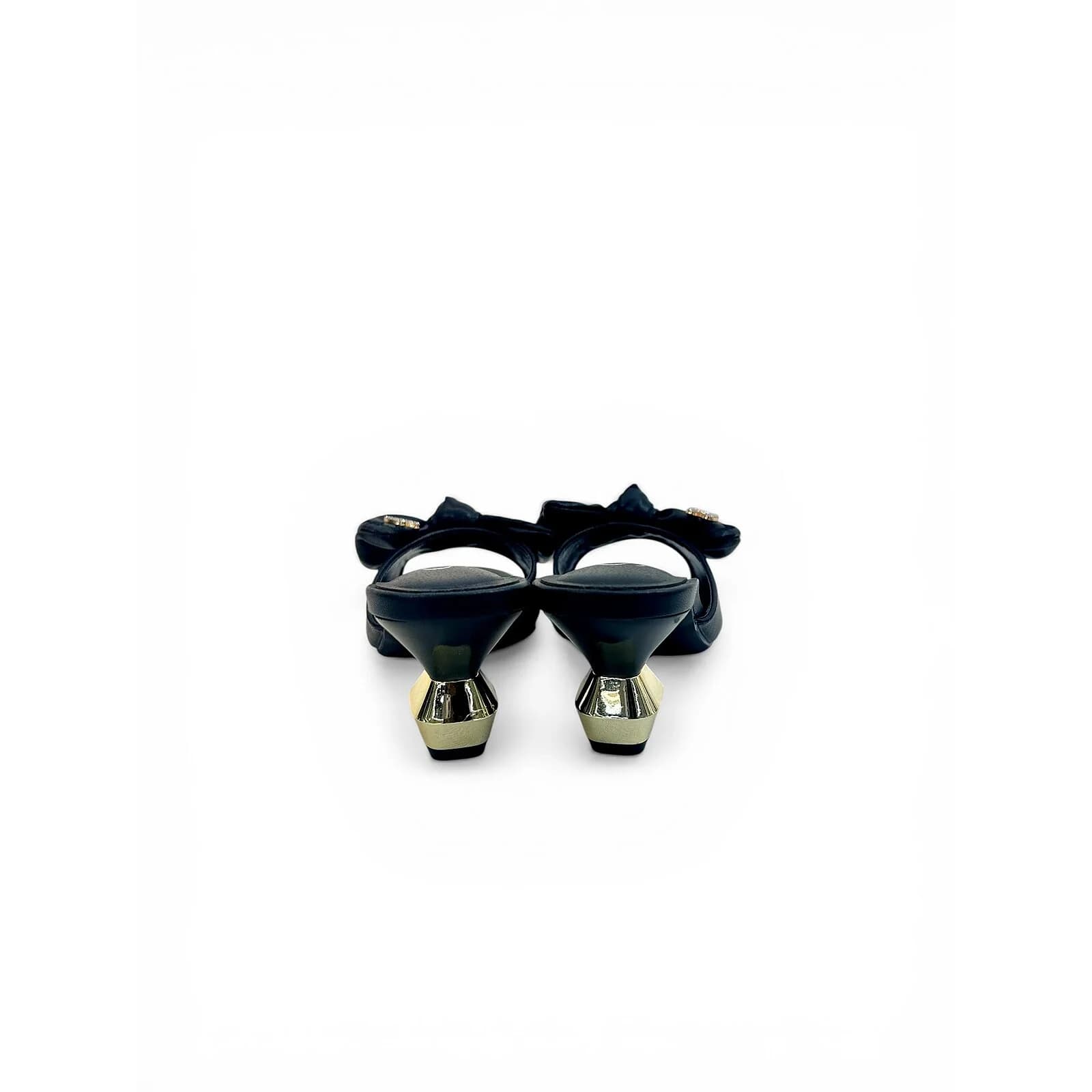 Black Bow Detail Slip-On Statement Heels for Women – Urbantoes India