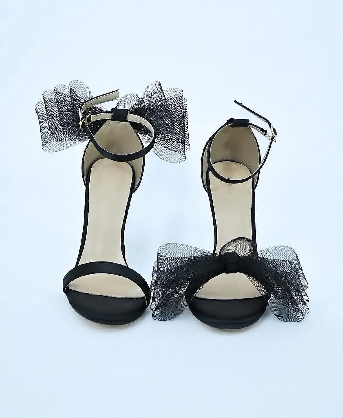 Black Bow Stiletto Heels for Women Party Wear | UrbanToes