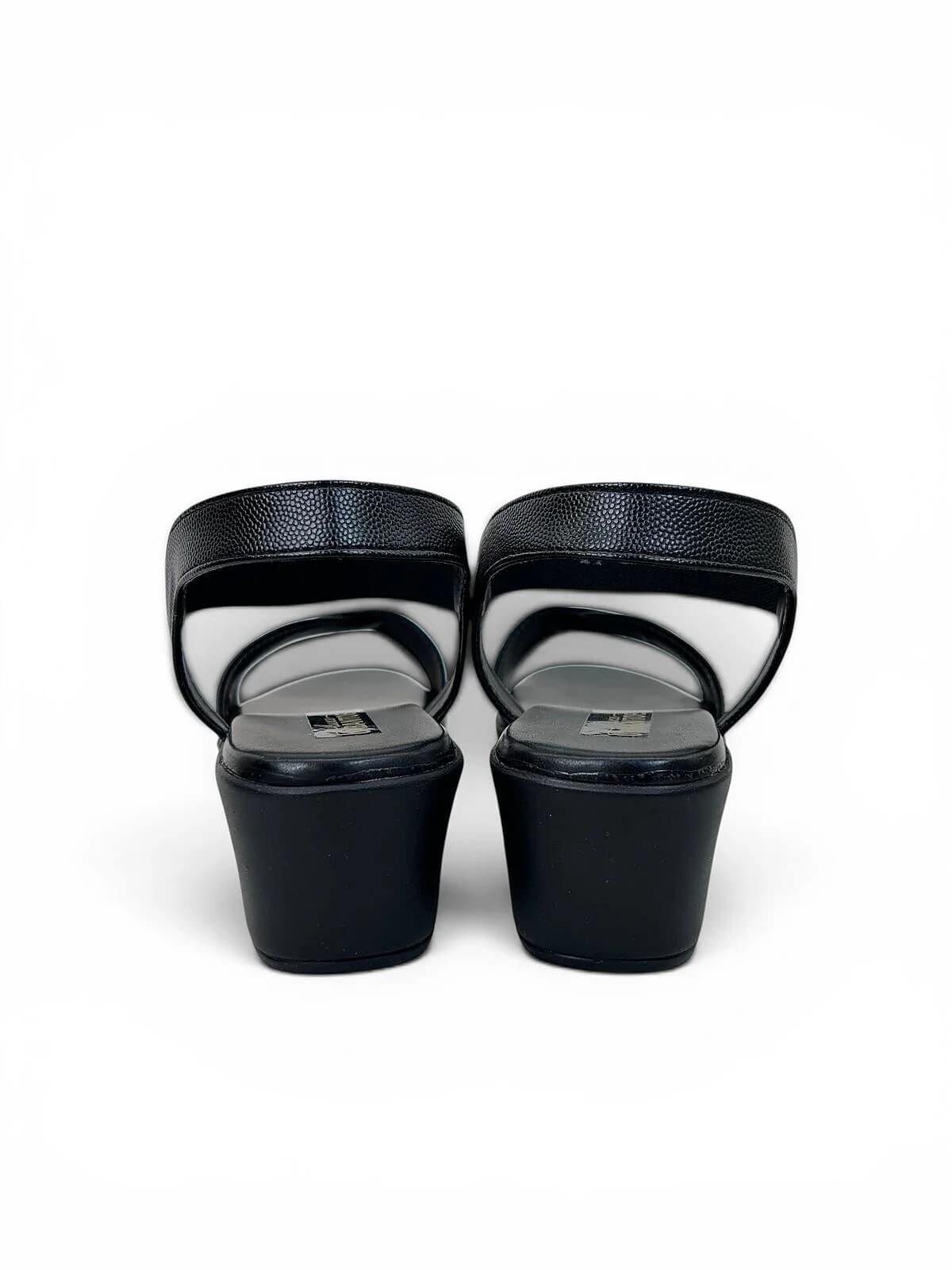 Black Comfort Wedge Sandals for Women with Elastic Ankle Strap | UrbanToes