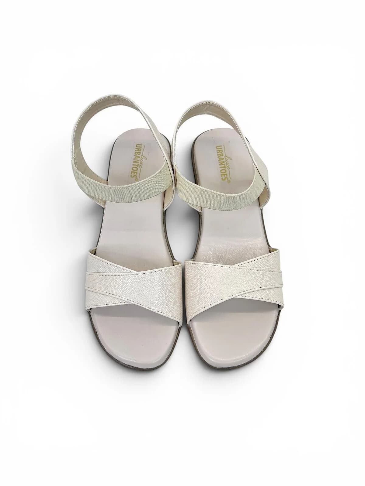 Cream Comfort Wedge Sandals for Women with Elastic Ankle Strap | UrbanToes