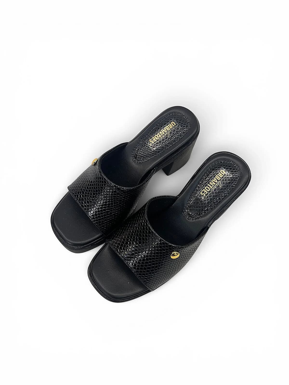 Black Platform Block Heel Mules for Women | UrbanToes