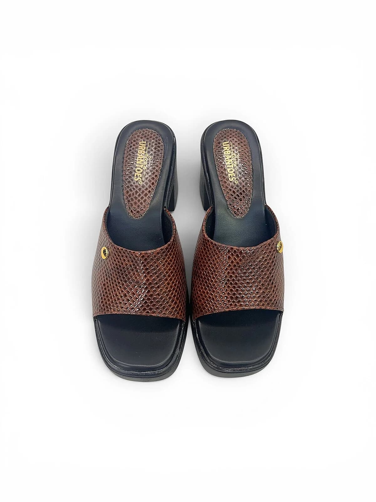 Brown Platform Block Heel Mules for Women | UrbanToes