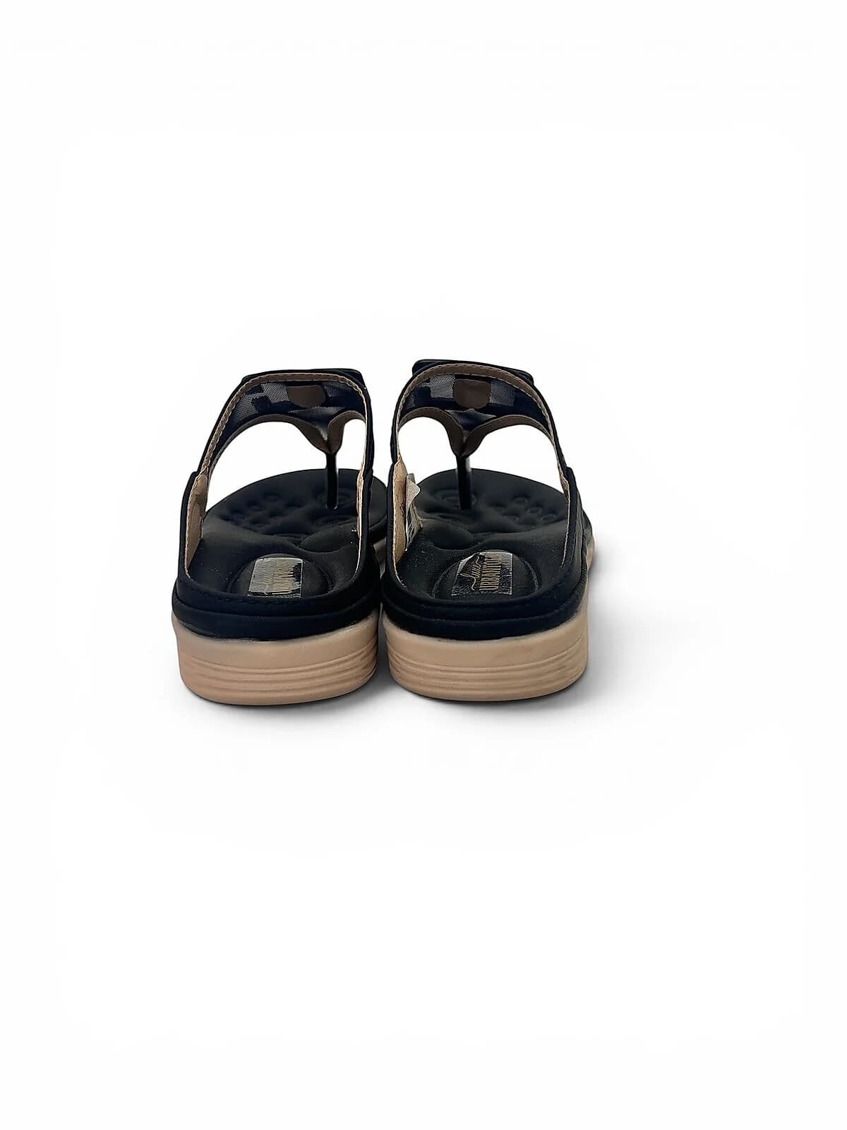 Black Wedge Toe-Post Sandals for Women
