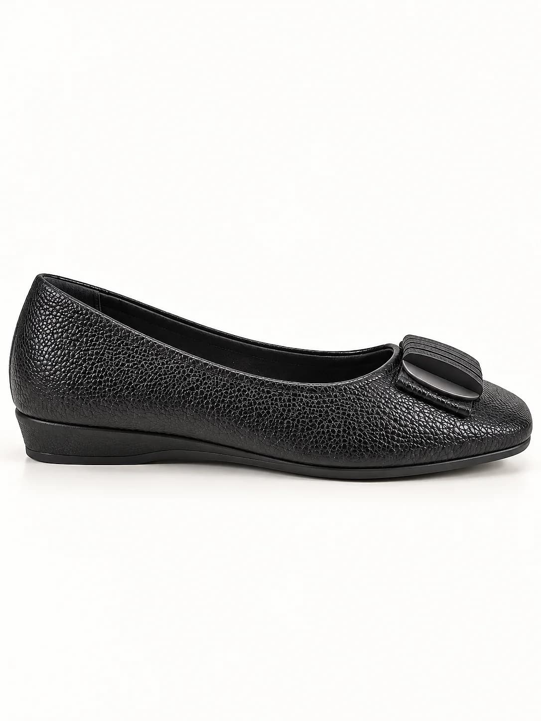 Women’s Black Wedge Ballet Flats with Textured Finish