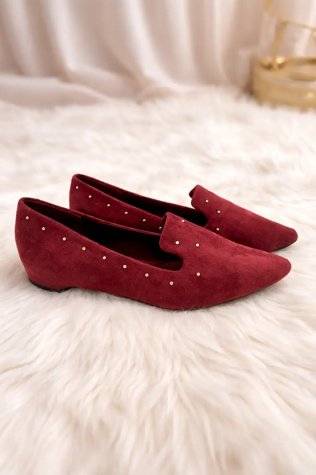 UrbanToes Women Maroon Suede Embellished Loafers - UrbanToes