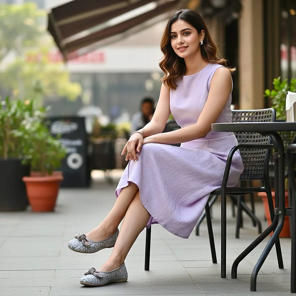Grey Printed Ballerina Flats for Women – Everyday & Party Wear - UrbanToes