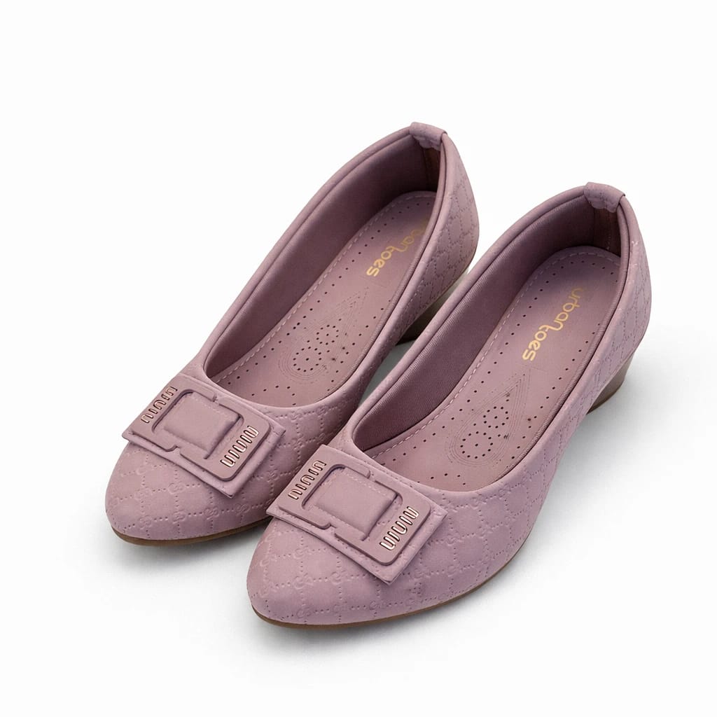 Classic womens pink formal low heel shoes with Buckle Detail – Comfortable Office Wear - UrbanToes