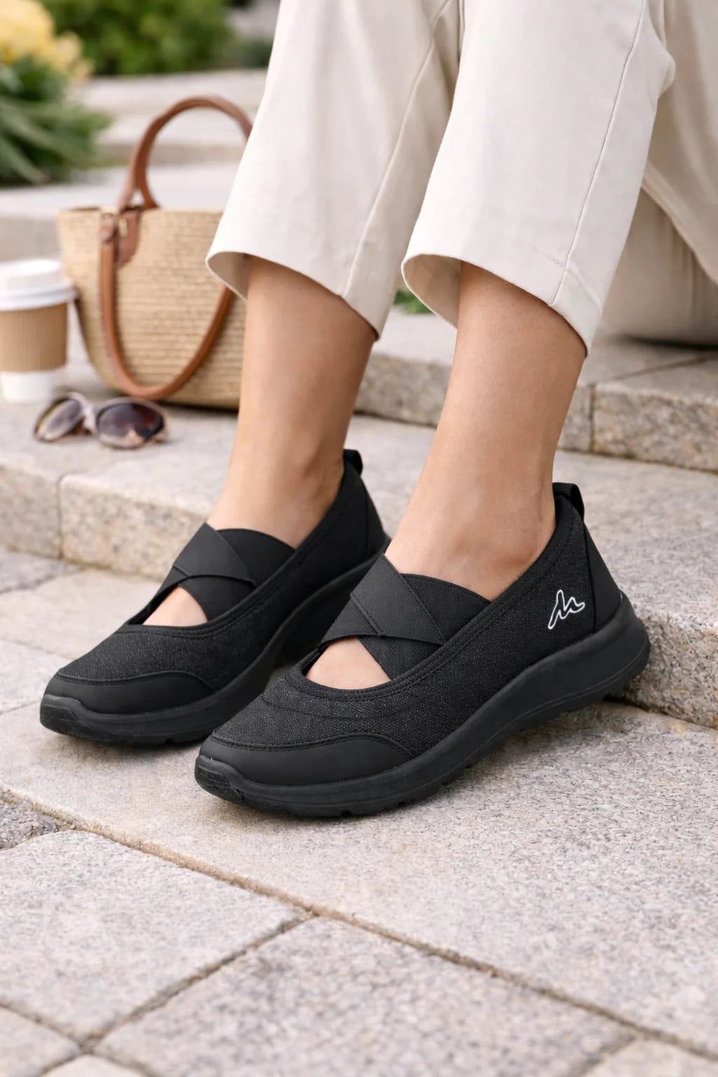 UrbanToes Women’s Black Slip On Walking Shoes - UrbanToes